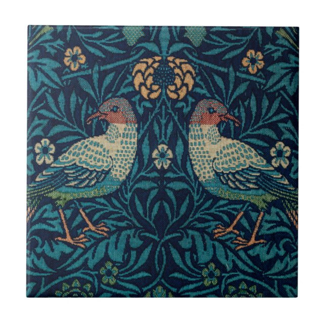 Carreau William Morris Vintage Blue Birds Motif (Devant)