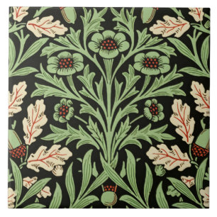 Carreau William Morris Vintage Chêne Noir Rouge Motif