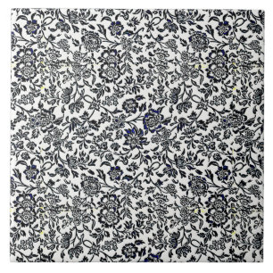 Carreau William Morris Vintage motif floral bleu blanc