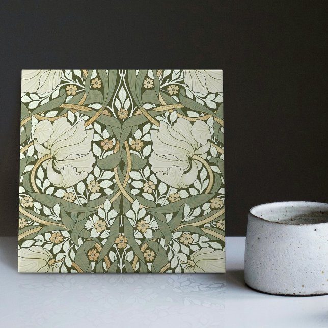 Carreau William Morris White Green Pimpernel Vintage (Créateur téléchargé)