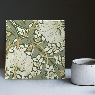 Carreau William Morris White Pimpernel Vintage Ceram