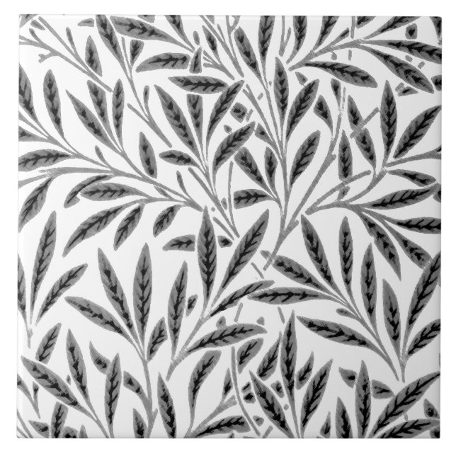 Carreau William Morris Willow Motif, gris / gris & blanc (Devant)