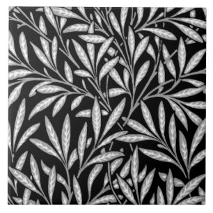 Carreau William Morris Willow Motif, noir et blanc