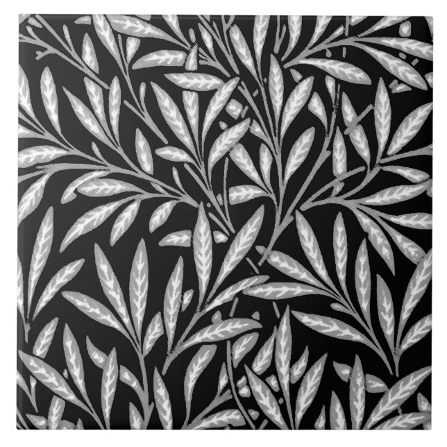 Carreau William Morris Willow Motif, noir et blanc (Devant)