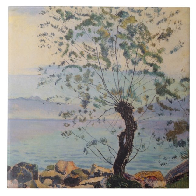 Carreau Willow Tree by the Lake (Paysage suisse) (Devant)