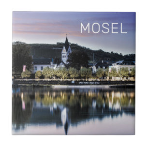 Carreau Winningen Moselle Sunset Panorama Allemagne Vintag