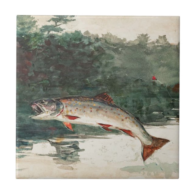 Carreau Winslow Homer Leaping Trout Tile (Devant)