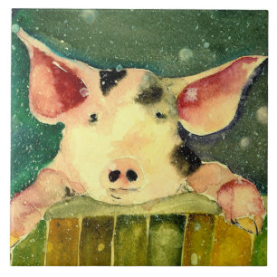 Carreau Winter Wonderland Pig Ceramic Kitchen Carrelage