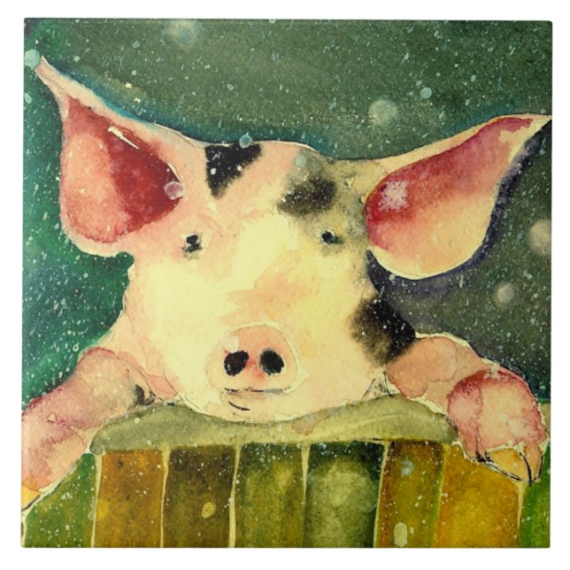 Carreau Winter Wonderland Pig Ceramic Kitchen Carrelage (Devant)