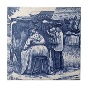 Carreau Wise Minton Country Farm Famille Vache Tile Repro