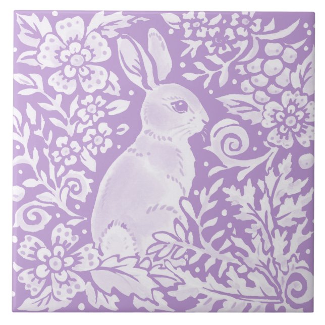 Carreau Wisteria Lapin Violet Lapin Lapin Bois Floral (Devant)