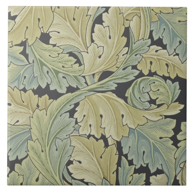 Carreau Wm Morris Acanthus Arts & Artisanat Tuile De Folia (Devant)
