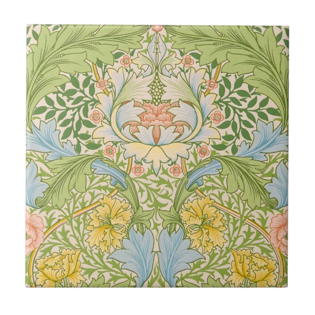 Carreau Wm Morris Myrtle Floral Art Nouveau Pastel (Devant)