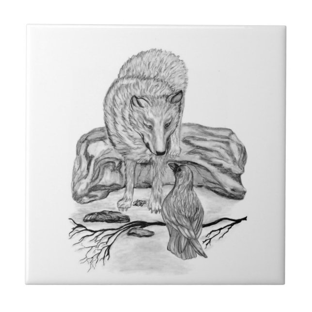 Carreau Wolf et Raven noir et blanc (Devant)