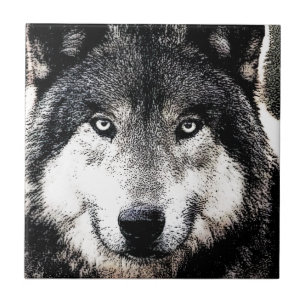 Carreau Wolf Eyes - Oeuvres d'art d'animaux sauvages noirs