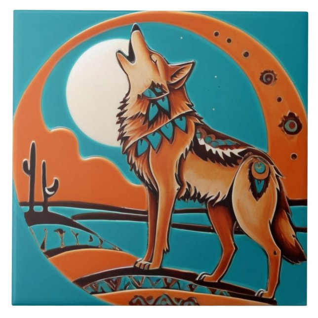 Carreau Wolf Howl Sud-Ouest Sud-Ouest Orange Turquoise (Devant)