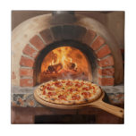 Carreau Wood-Fired Pepperoni Pizza Rustic Italian<br><div class="desc">The irresistible aroma of a perfectly blistered wood-fired pizza straight from a traditional brick oven. This warm, painterly scene captures a golden, bubbly pepperoni pizza fresh from the flames, surrounded by glowing embers and rustic terracotta. Mouthwatering, cozy, and full of authentic Italian soul a true love letter to pizza passion....</div>