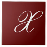 Carreau X Monogramme Blanc initial sur rouge foncé<br><div class="desc">Lettre blanche classique Monogramme sur Arrière - plan rouge foncé,  X.</div>