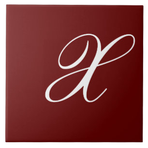 Carreau X Monogramme Blanc initial sur rouge foncé