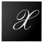 Carreau X Monogramme initial blanc sur noir<br><div class="desc">Lettre blanche classique Monogramme sur Arrière - plan noir,  X.</div>