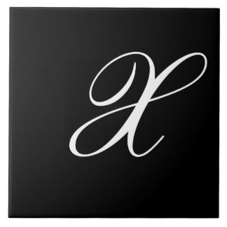 Carreau X Monogramme initial blanc sur noir