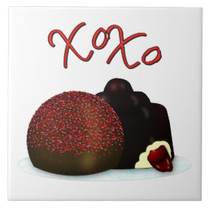 Carreau XOXO Bonbon de la Saint-Valentin et chocolat noir
