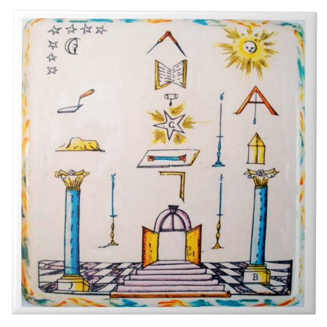 Carreau XVIIIème siècle bleu néerlandais maçonnique de (Devant)