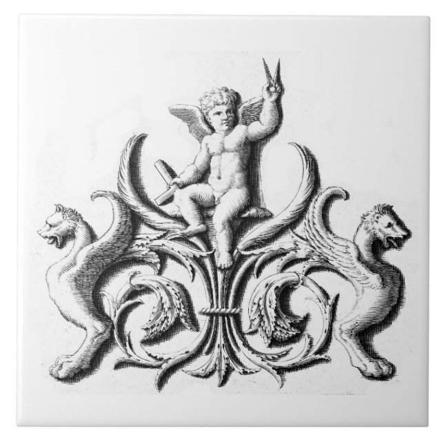 Carreau XVIIIème siècle bleu néerlandais maçonnique de (Devant)