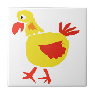Carreau XX poulet d'art de primitif