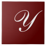 Carreau Y Monogramme initial blanc sur rouge foncé<br><div class="desc">Lettre blanche classique Monogramme sur Arrière - plan marron,  Y.</div>