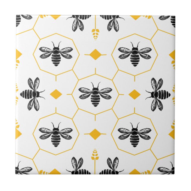 Carreau Yellow Bee Summer Cuisine Backsplash Carrelage en  (Devant)