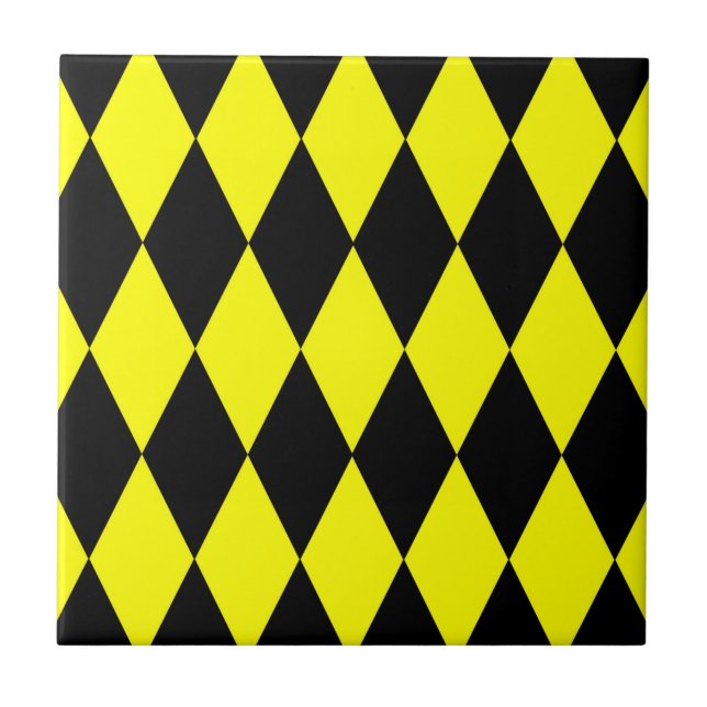 Carreau Yellow Black Harlequin Diamonds Checkers Design  (Devant)