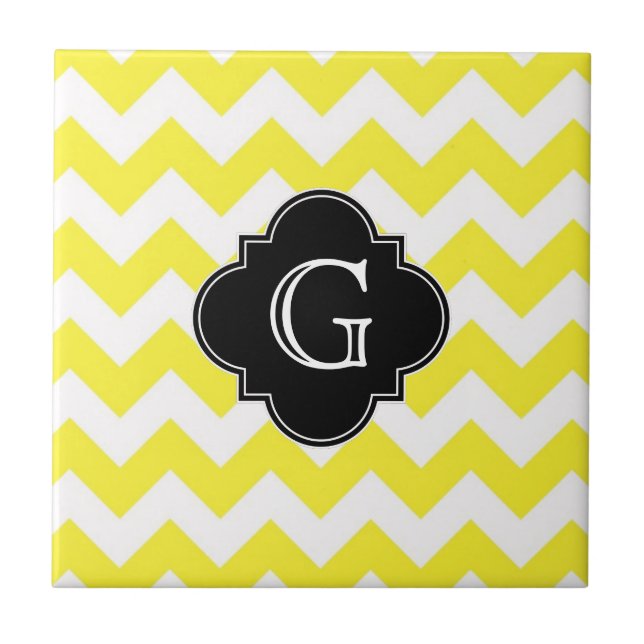 Carreau Yellow Chevron ZigZag Blk Quatrefoil Monagram (Devant)