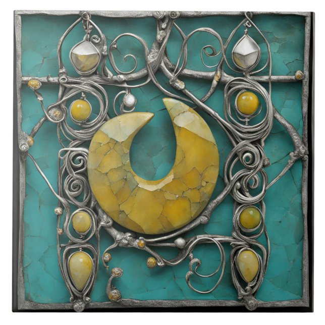 Carreau Yellow Marble Metal Art Sculptured  (Devant)