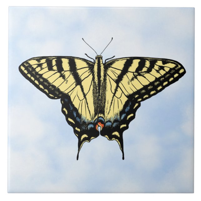 Carreau Yellow Swallowtail Butterfly on Blue Sky Custom (Devant)