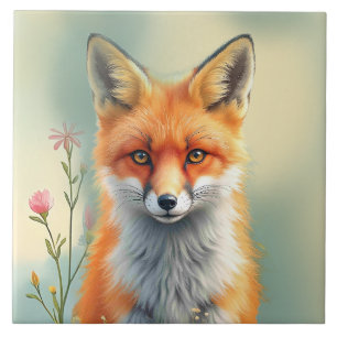 Carreau Yeux frappants d'un renard roux rusé