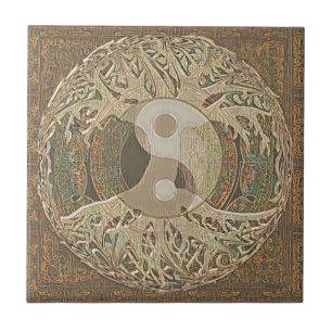 Carreau Yin Yang Arbre de la vie Tan et Brown