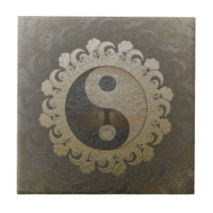 Carreau Yin Yang avec l'arbre de la vie par Amelia Carrie