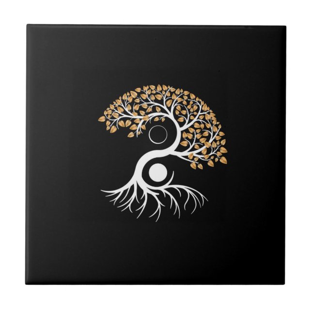 Carreau Yin Yang Tree - Golden Leaves (Devant)