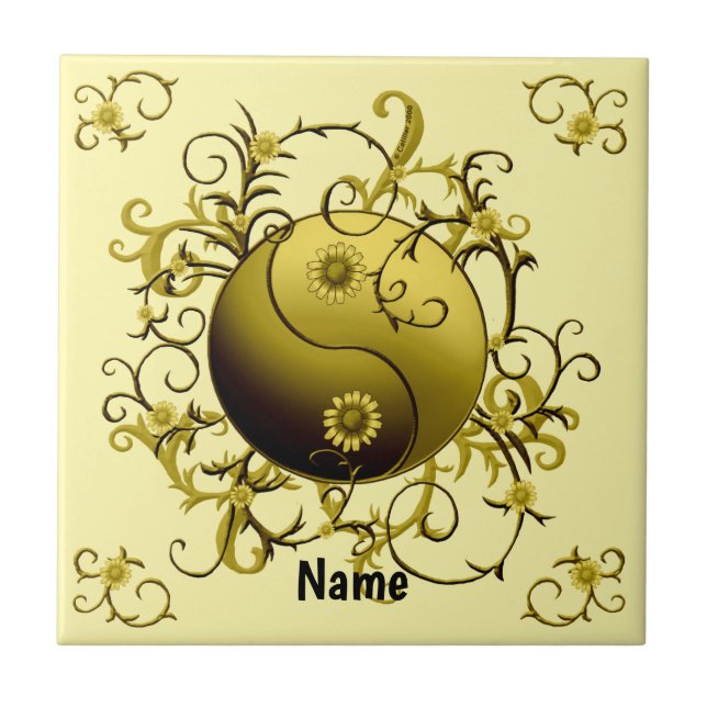 Carreau Yin Yang Tribal Jaune (Devant)
