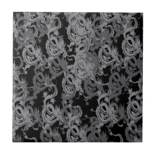 Carreau Ying Yang Gray Dragons