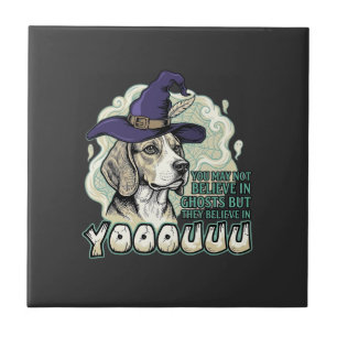 Carreau Yooouuu Fantômes Chien Beagle Chapeau de Sorcière