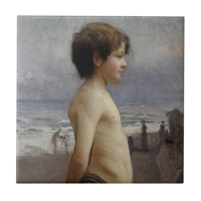 Carreau Young Boy at the Beach (par Jules Bastien-Lepage) (Devant)