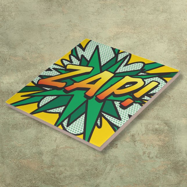 Carreau ZAP Amusement Bande Dessinée Rétro Art Pop (ZAP Fun Retro Comic Book Pop Art Tile)