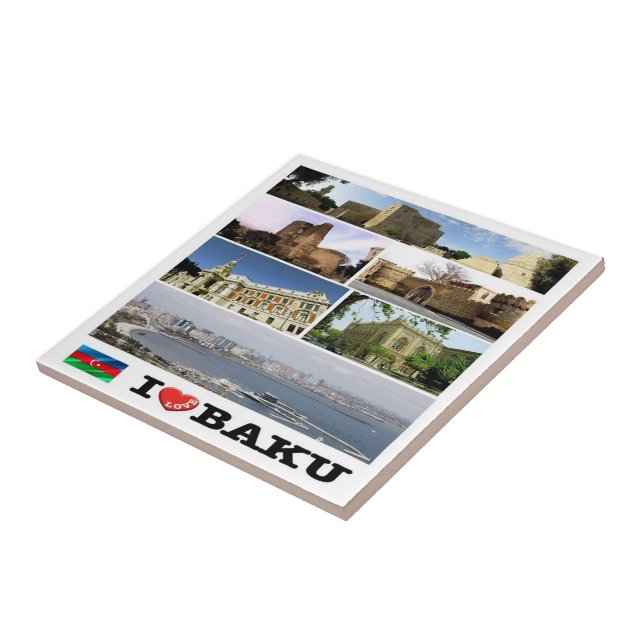Carreau zAZ009 I Love BAKU, Azerbaijan, Asia. (Côté)