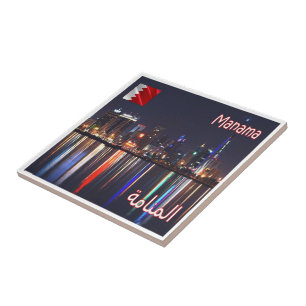 Carreau zBH006 MANAMA vue de nuit, Bahreïn, Asie,