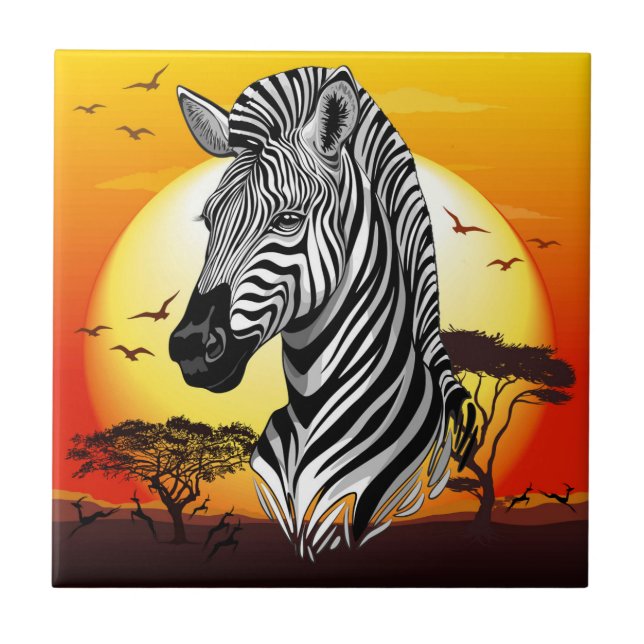 Carreau Zebra African Savanna Wild Animal (Devant)