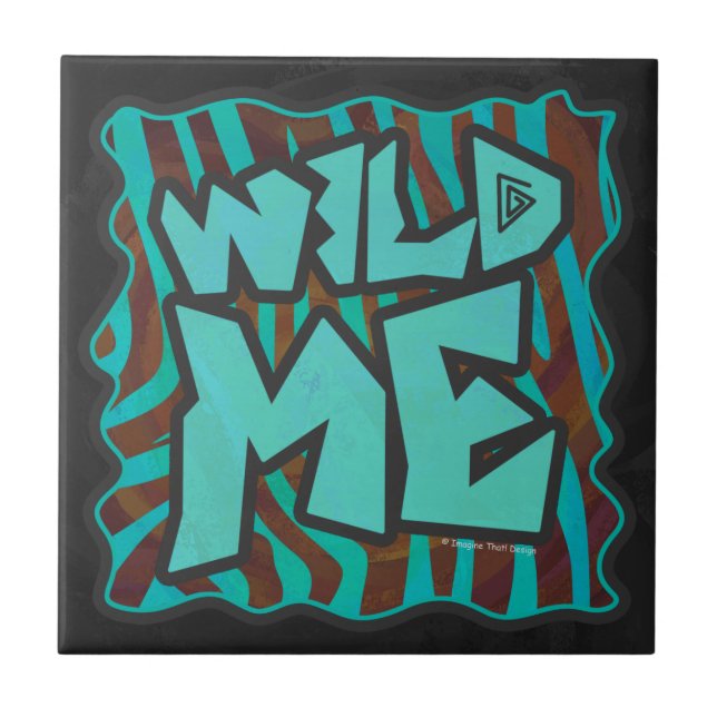 Carreau Zebra Brown et Turquoise Wild Me Design (Devant)