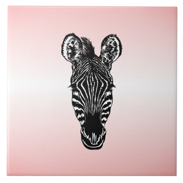 Carreau Zebra Head on Pink (Devant)