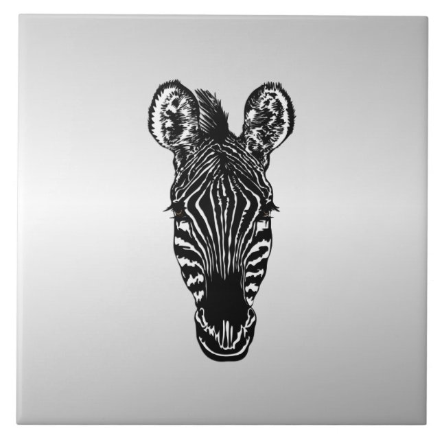 Carreau Zebra Head sur Silver (Devant)